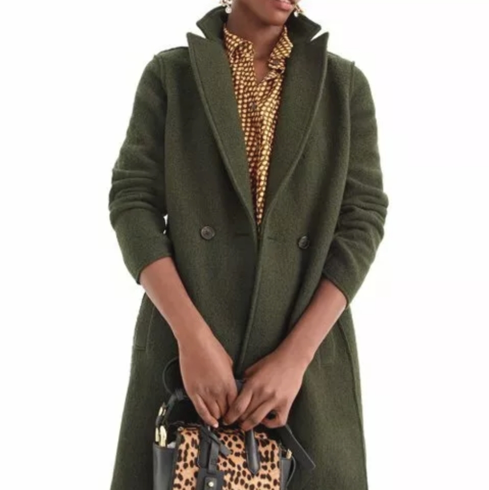 JCrew Daphne boiled wool coat in dark moss